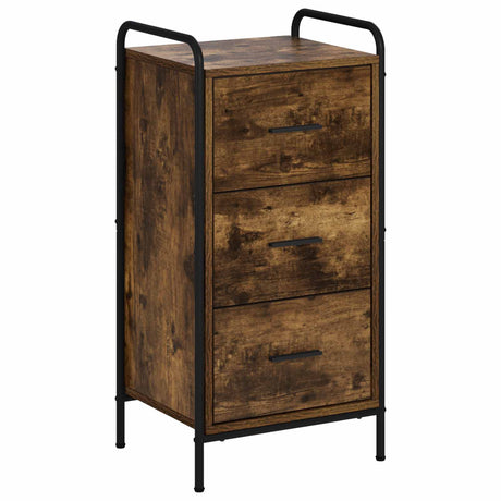 Wooden Chest Of 3 Drawers 40cm Wide With Steel Frame - Vantage Home