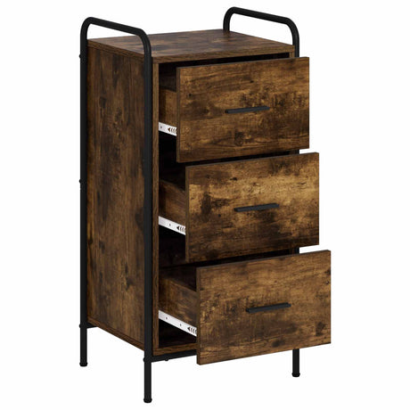Wooden Chest Of 3 Drawers 40cm Wide With Steel Frame - Vantage Home