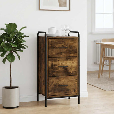 Wooden Chest Of 3 Drawers 40cm Wide With Steel Frame - Vantage Home