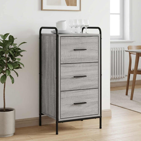 Wooden Chest Of 3 Drawers 40cm Wide With Steel Frame - Vantage Home