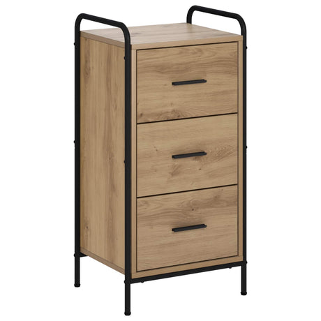 Wooden Chest Of 3 Drawers 40cm Wide With Steel Frame - Vantage Home