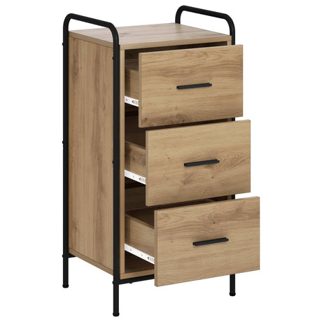 Wooden Chest Of 3 Drawers 40cm Wide With Steel Frame - Vantage Home