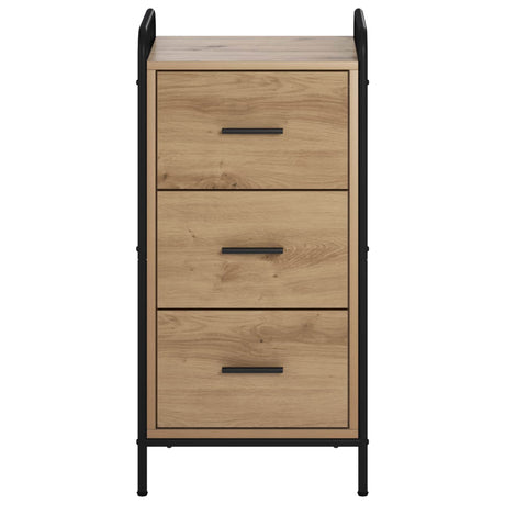 Wooden Chest Of 3 Drawers 40cm Wide With Steel Frame - Vantage Home