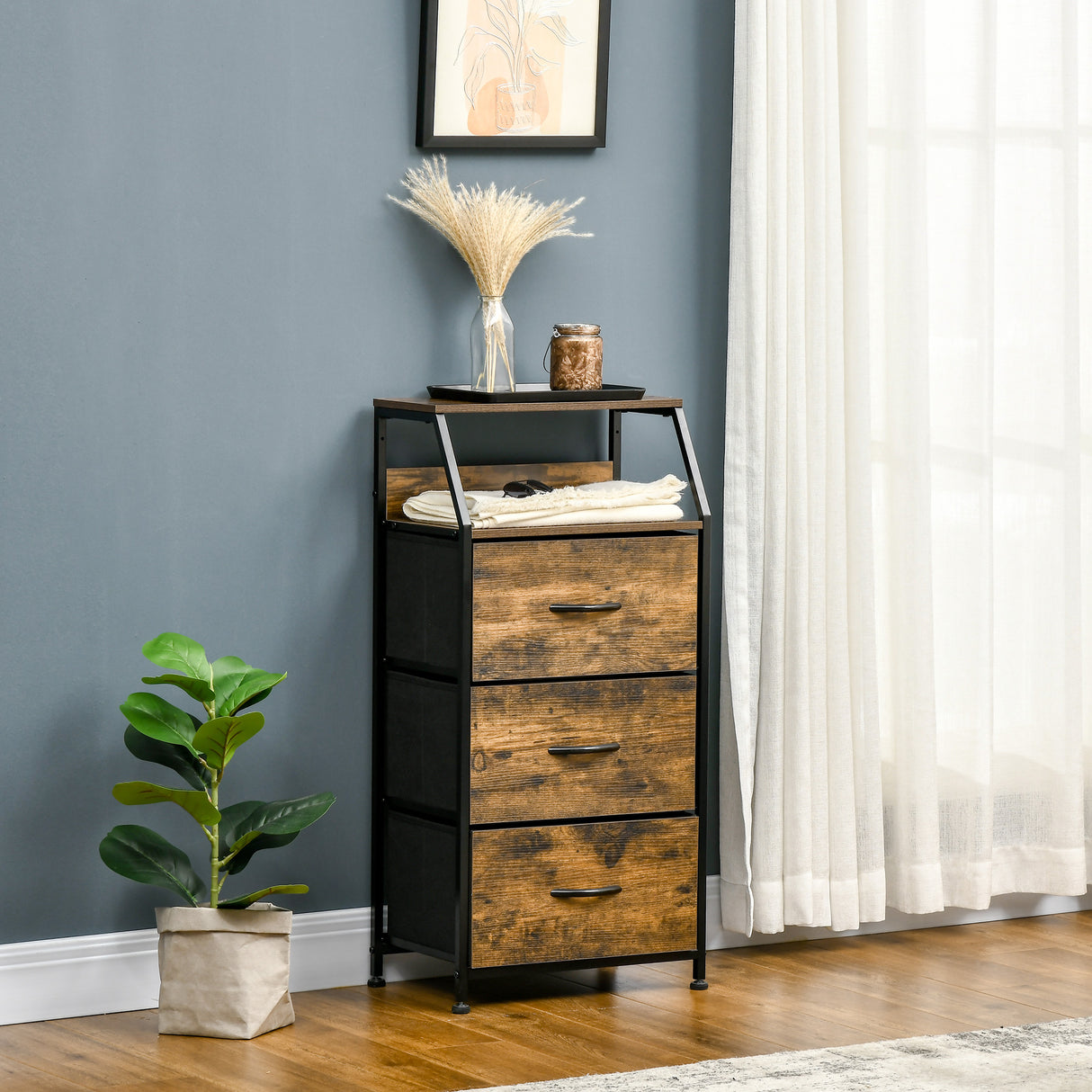 Wooden Chest Of 3 Drawers 44.5cm Wide - Velmora