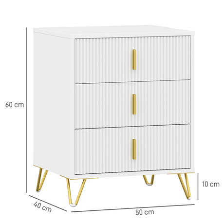 Wooden Chest Of 3 Drawers 50cm Wide in Set Of 2 - Velmora