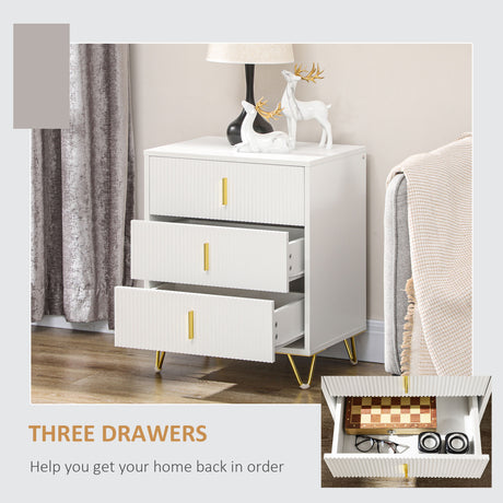 Wooden Chest Of 3 Drawers 50cm Wide - Velmora