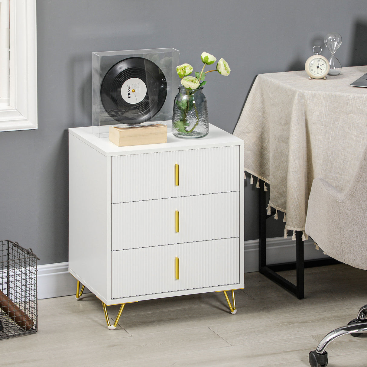 Wooden Chest Of 3 Drawers 50cm Wide - Velmora
