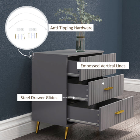 Wooden Chest Of 3 Drawers 60cm Wide - Velmora