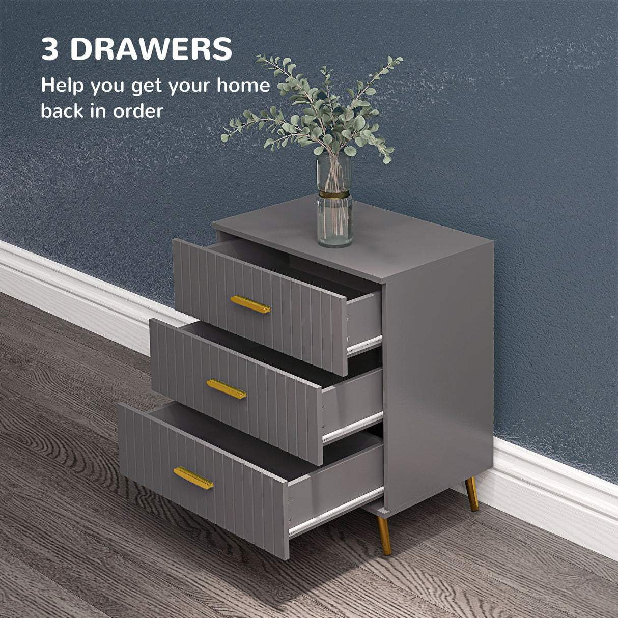 Wooden Chest Of 3 Drawers 60cm Wide - Velmora