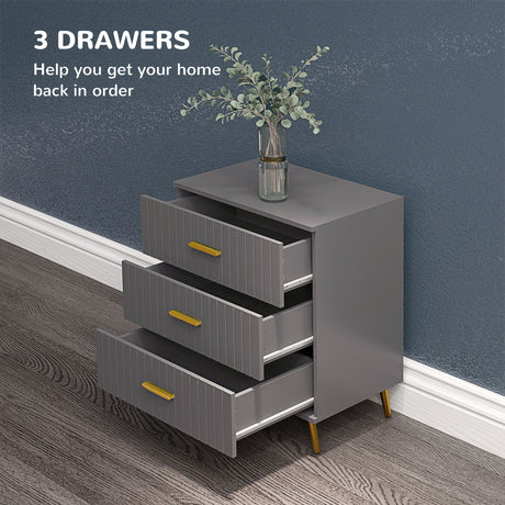 Wooden Chest Of 3 Drawers 60cm Wide - Velmora