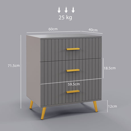 Wooden Chest Of 3 Drawers 60cm Wide - Velmora