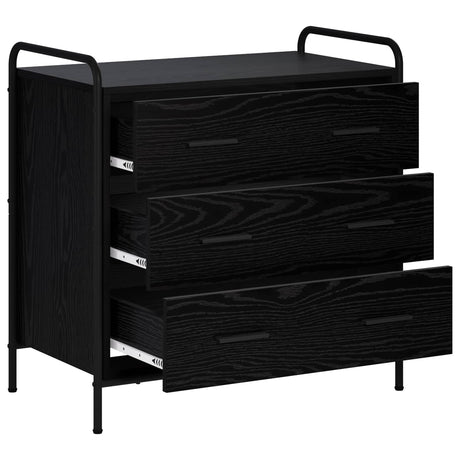 Wooden Chest Of 3 Drawers 70cm Wide With Steel Frame - Vantage Home