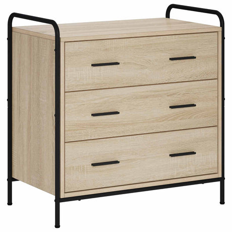 Wooden Chest Of 3 Drawers 70cm Wide With Steel Frame - Vantage Home