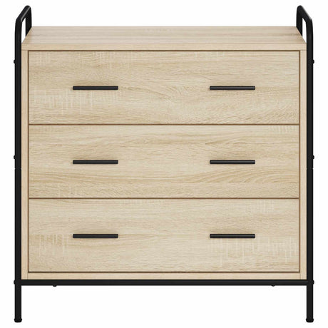 Wooden Chest Of 3 Drawers 70cm Wide With Steel Frame - Vantage Home