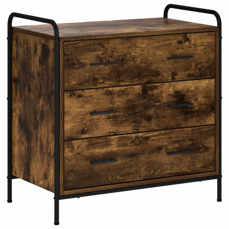 Wooden Chest Of 3 Drawers 70cm Wide With Steel Frame - Vantage Home