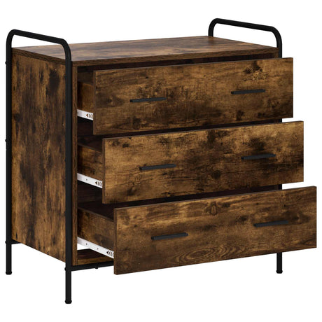 Wooden Chest Of 3 Drawers 70cm Wide With Steel Frame - Vantage Home