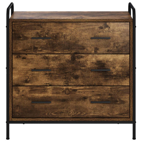 Wooden Chest Of 3 Drawers 70cm Wide With Steel Frame - Vantage Home