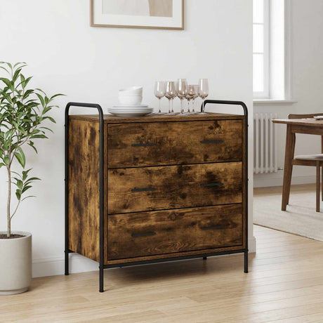 Wooden Chest Of 3 Drawers 70cm Wide With Steel Frame - Vantage Home