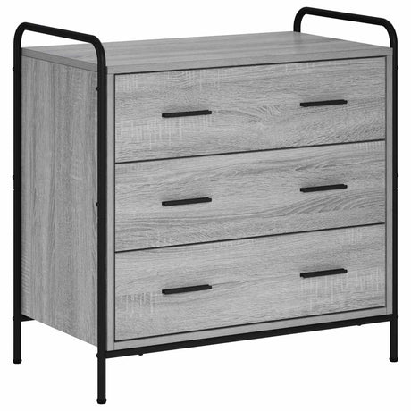 Wooden Chest Of 3 Drawers 70cm Wide With Steel Frame - Vantage Home