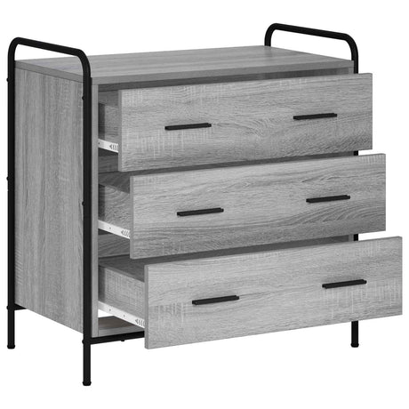 Wooden Chest Of 3 Drawers 70cm Wide With Steel Frame - Vantage Home