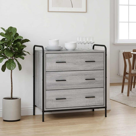 Wooden Chest Of 3 Drawers 70cm Wide With Steel Frame - Vantage Home
