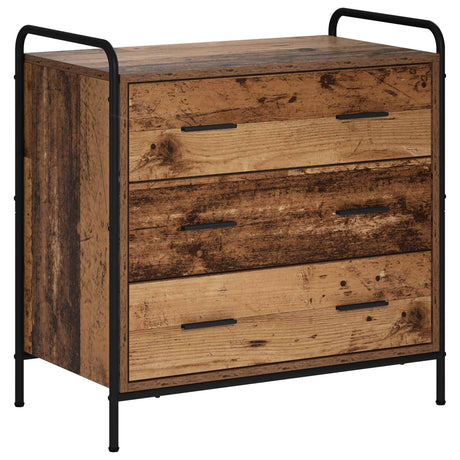 Wooden Chest Of 3 Drawers 70cm Wide With Steel Frame - Vantage Home