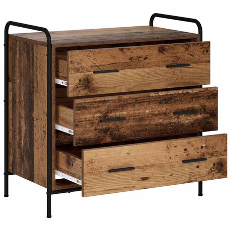 Wooden Chest Of 3 Drawers 70cm Wide With Steel Frame - Vantage Home