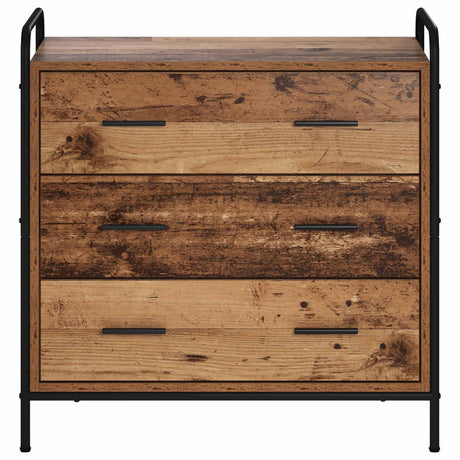 Wooden Chest Of 3 Drawers 70cm Wide With Steel Frame - Vantage Home