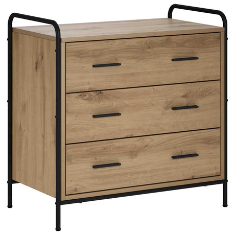 Wooden Chest Of 3 Drawers 70cm Wide With Steel Frame - Vantage Home