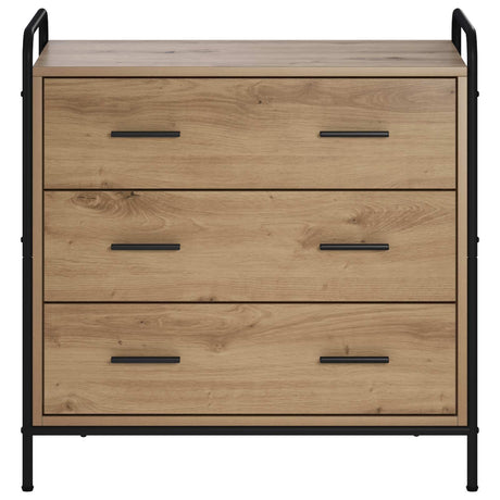 Wooden Chest Of 3 Drawers 70cm Wide With Steel Frame - Vantage Home