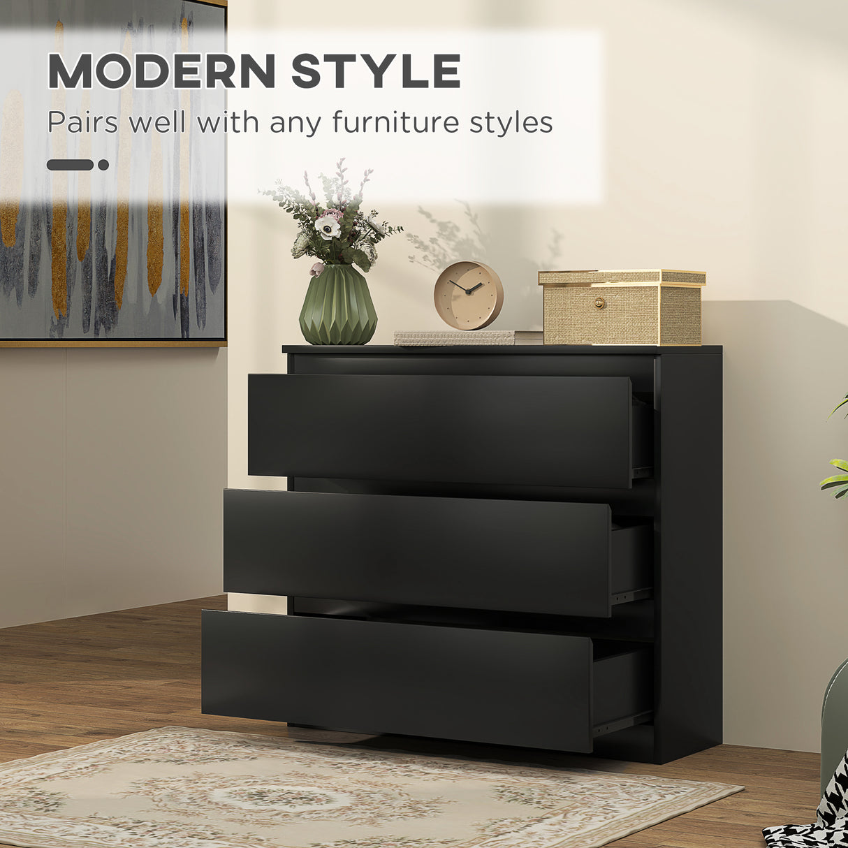 Wooden Chest Of 3 Drawers 73cm H x 80cm W - Velmora