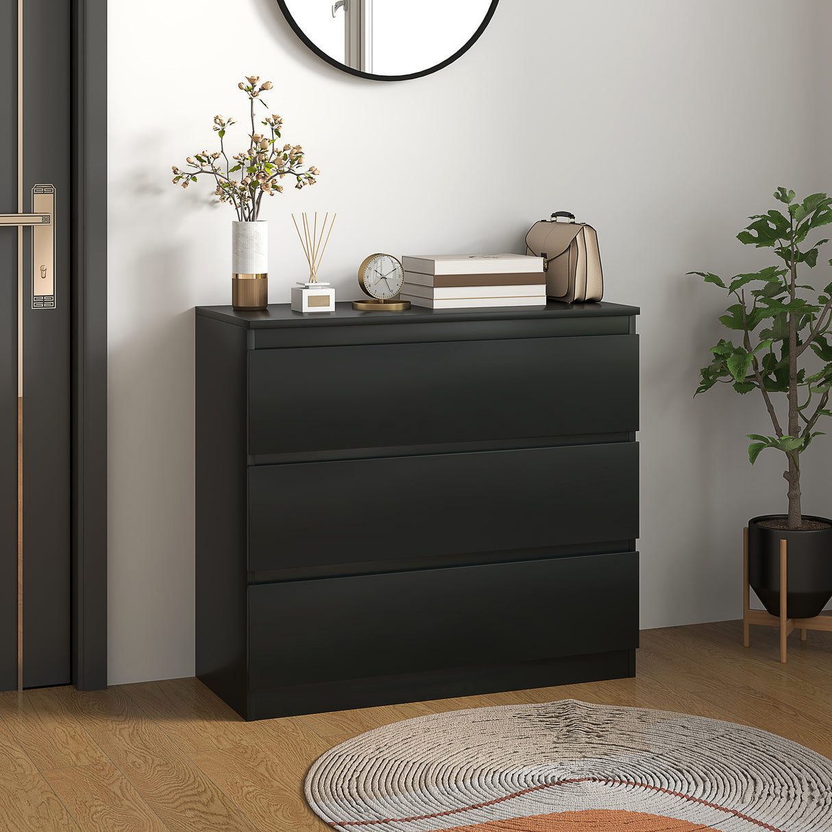 Wooden Chest Of 3 Drawers 73cm H x 80cm W - Velmora