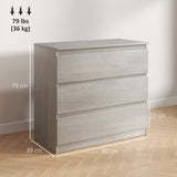 Wooden Chest Of 3 Drawers 73cm H x 80cm W - Velmora