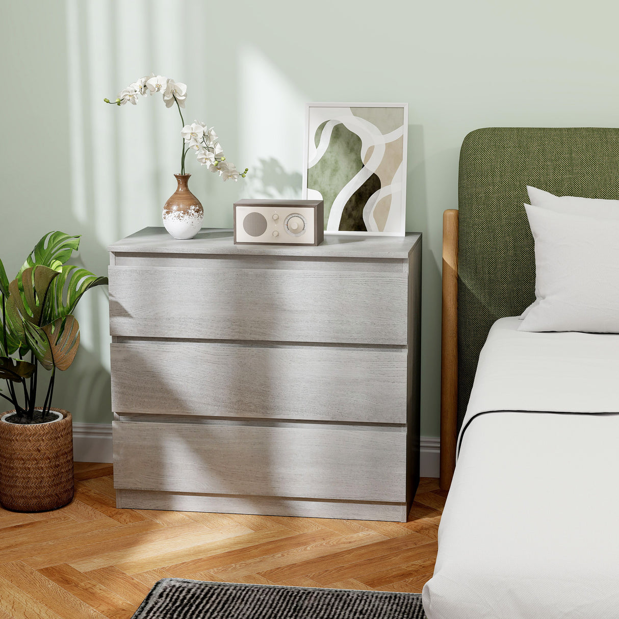 Wooden Chest Of 3 Drawers 73cm H x 80cm W - Velmora