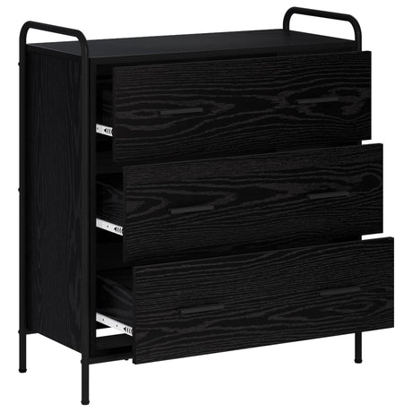 Wooden Chest Of 3 Drawers 73cm Wide With Steel Frame - Vantage Home