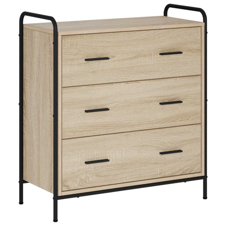 Wooden Chest Of 3 Drawers 73cm Wide With Steel Frame - Vantage Home