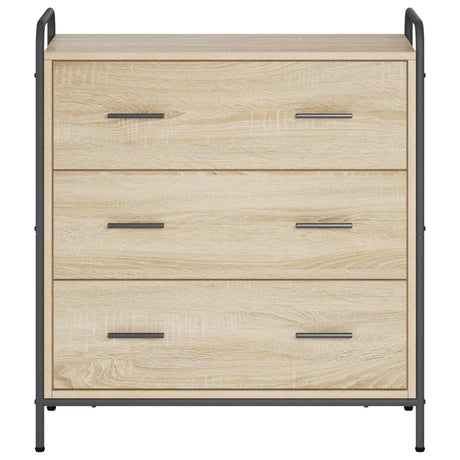 Wooden Chest Of 3 Drawers 73cm Wide With Steel Frame - Vantage Home