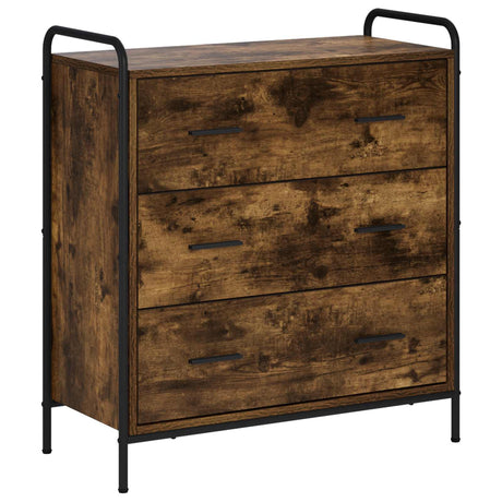 Wooden Chest Of 3 Drawers 73cm Wide With Steel Frame - Vantage Home