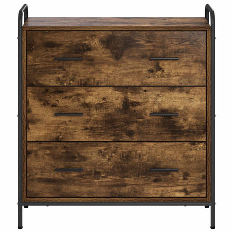 Wooden Chest Of 3 Drawers 73cm Wide With Steel Frame - Vantage Home