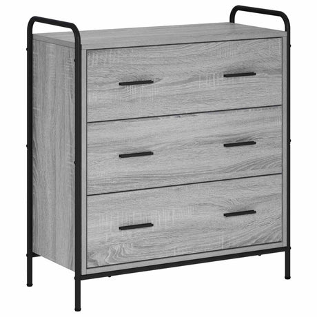 Wooden Chest Of 3 Drawers 73cm Wide With Steel Frame - Vantage Home