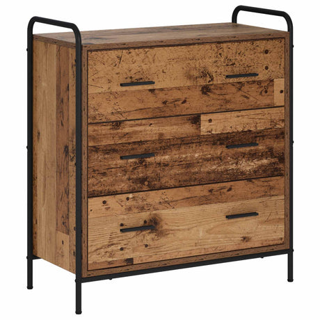 Wooden Chest Of 3 Drawers 73cm Wide With Steel Frame - Vantage Home