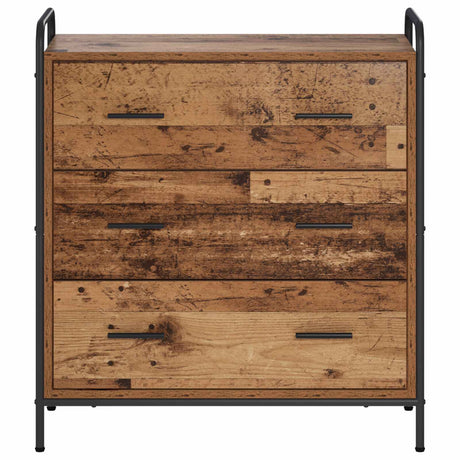 Wooden Chest Of 3 Drawers 73cm Wide With Steel Frame - Vantage Home