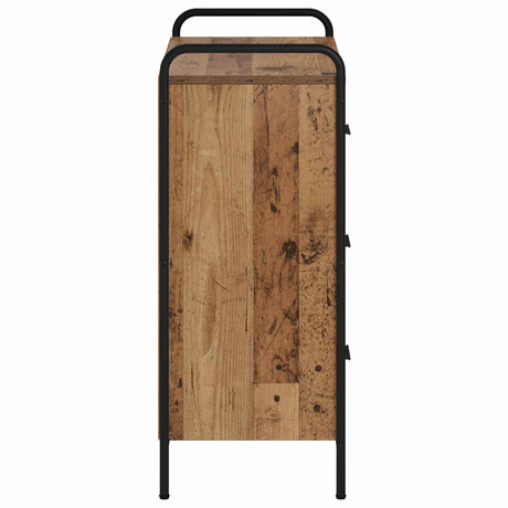 Wooden Chest Of 3 Drawers 73cm Wide With Steel Frame - Vantage Home