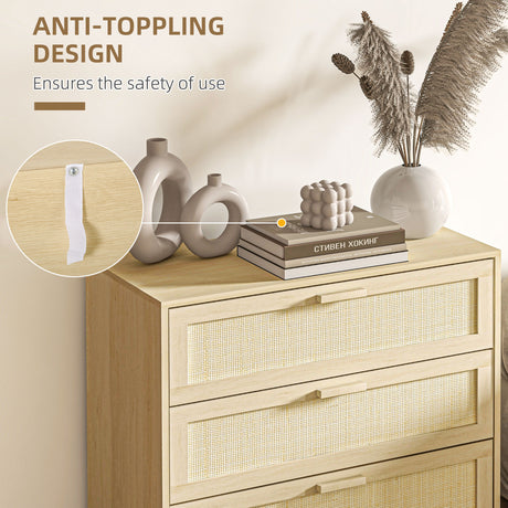 Wooden Chest Of 3 Drawers 80cm Wide - Velmora