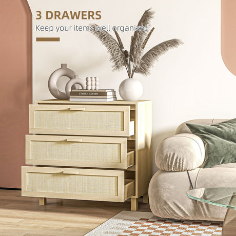 Wooden Chest Of 3 Drawers 80cm Wide - Velmora