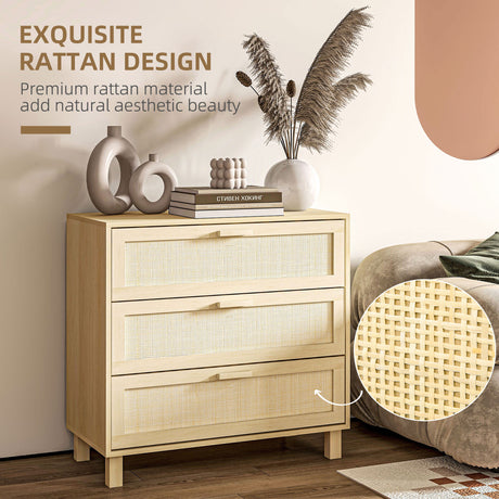 Wooden Chest Of 3 Drawers 80cm Wide - Velmora