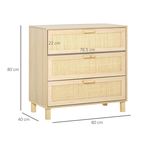 Wooden Chest Of 3 Drawers 80cm Wide - Velmora