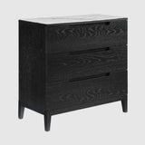 Wooden Chest Of 3 Drawers 80cm Wide With Marble Effect Glass Top - Orchid