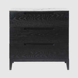 Wooden Chest Of 3 Drawers 80cm Wide With Marble Effect Glass Top - Orchid