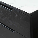 Wooden Chest Of 3 Drawers 80cm Wide With Marble Effect Glass Top - Orchid